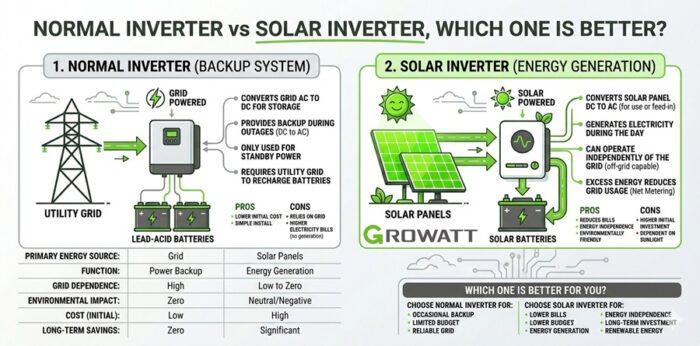 Solar Inverter Normal Condition Normal Inverter vs Solar Inverter, Which One Is Better