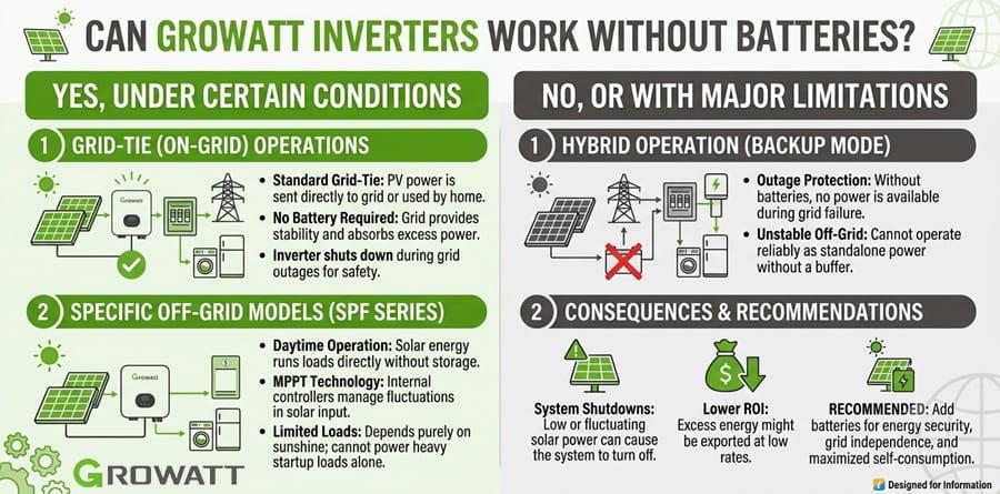 can growatt inverters work without batteries