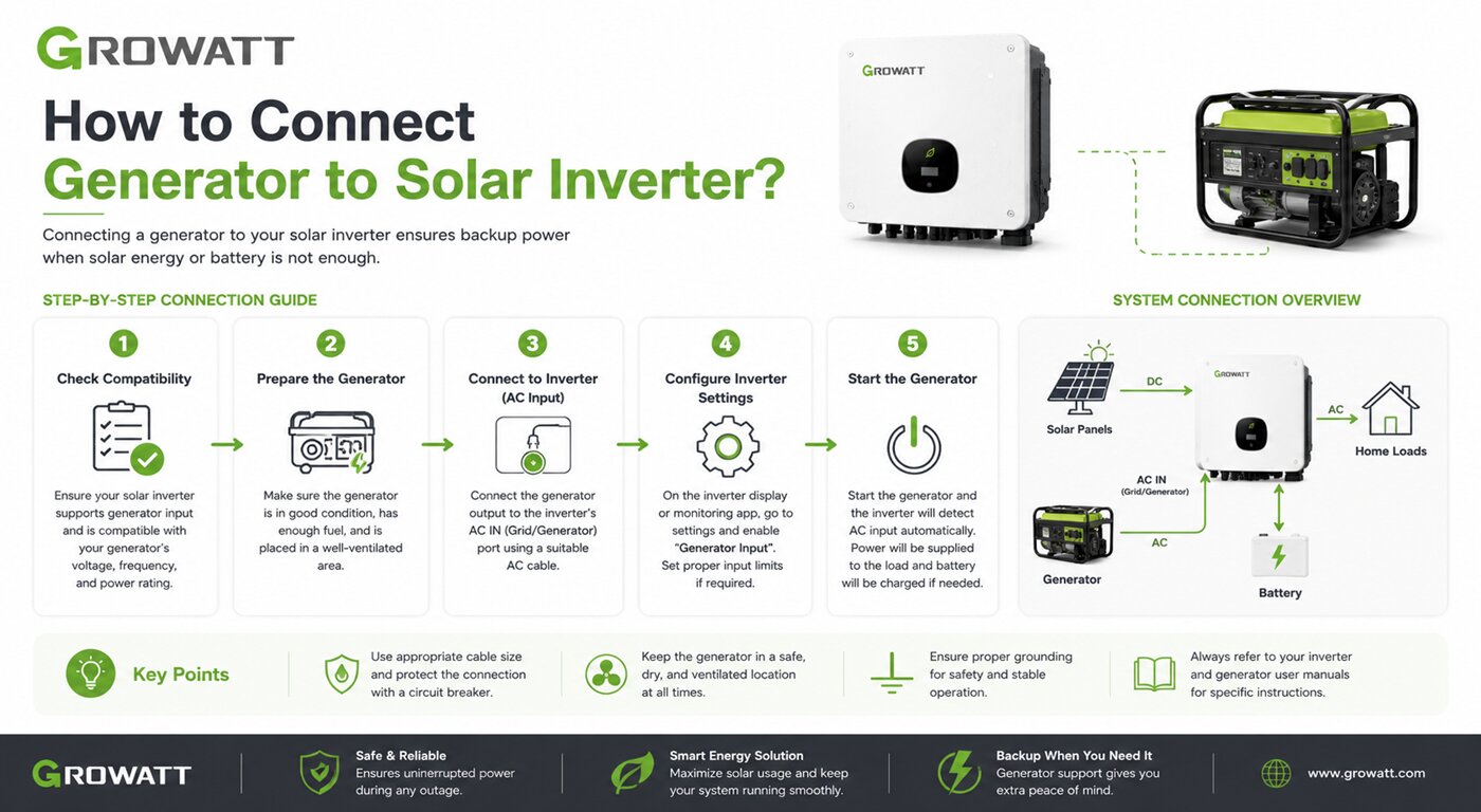 How to connect generator to solar inverter