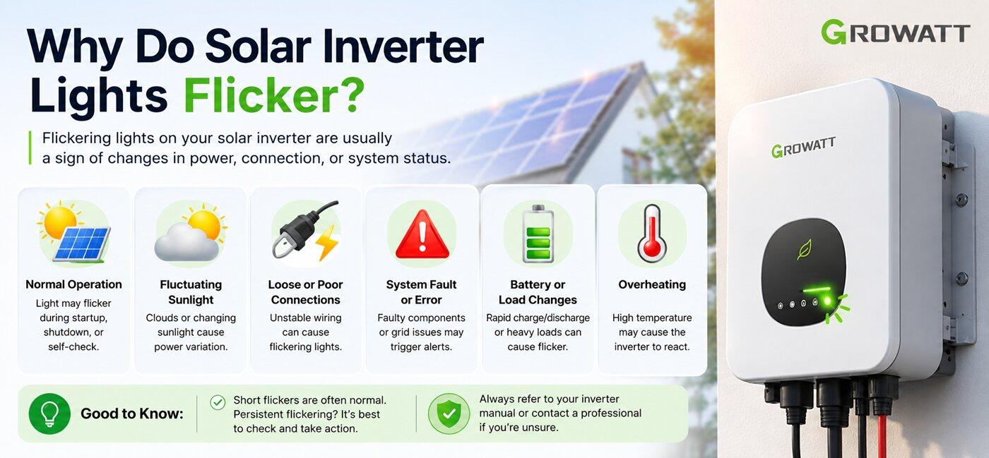 What is the reason for flickering solar inverter lights