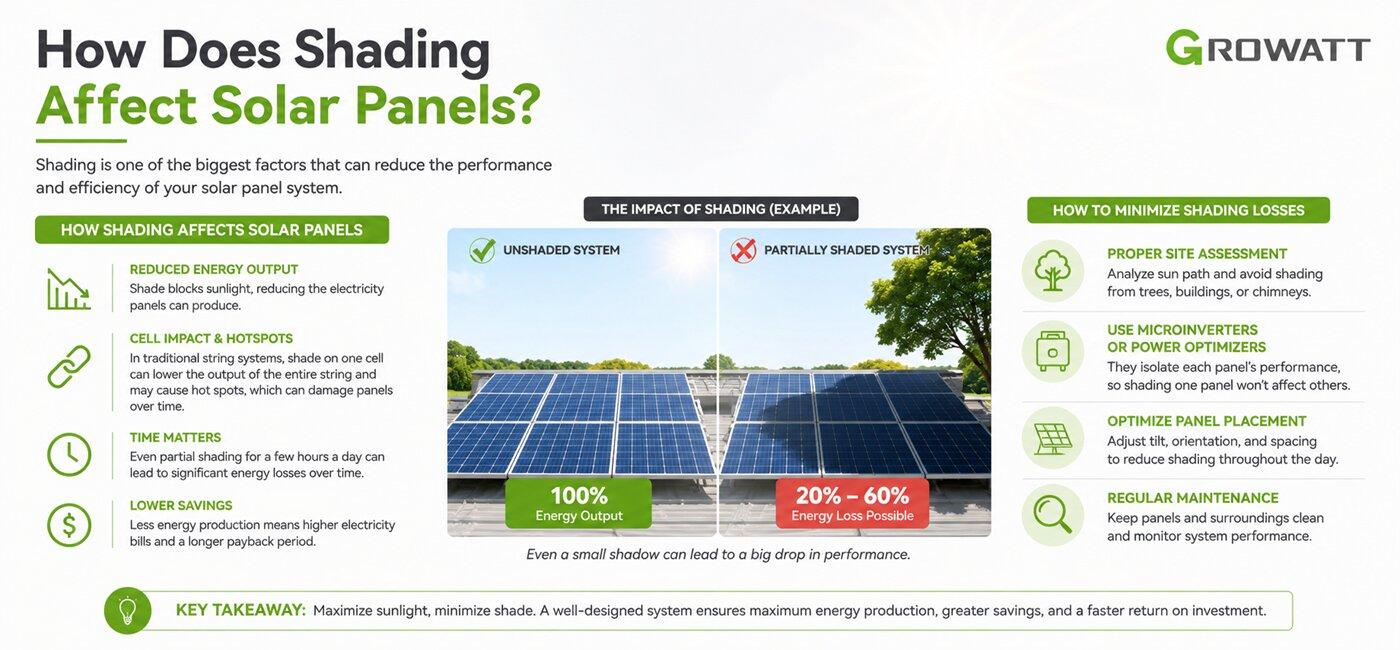 How does shading affect solar panels
