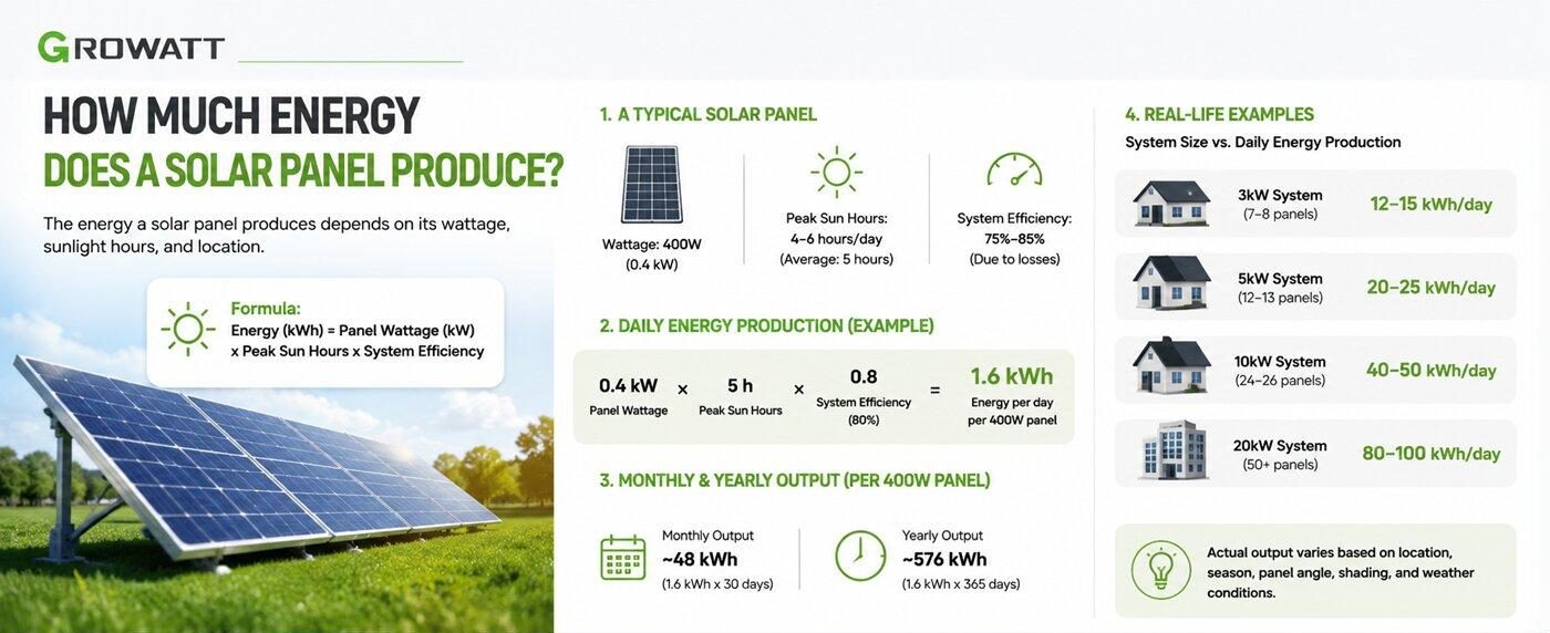 How much energy does a solar panel produce