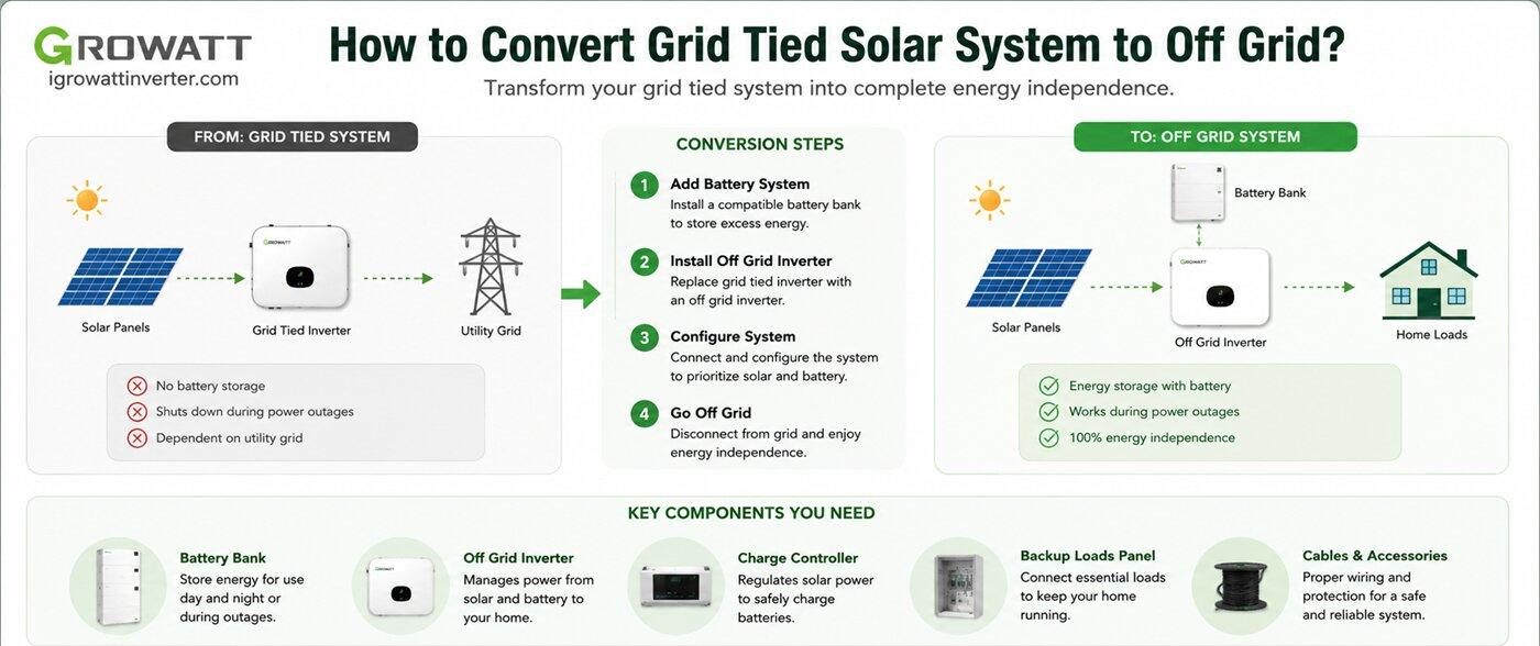How to convert grid tied solar system to off grid