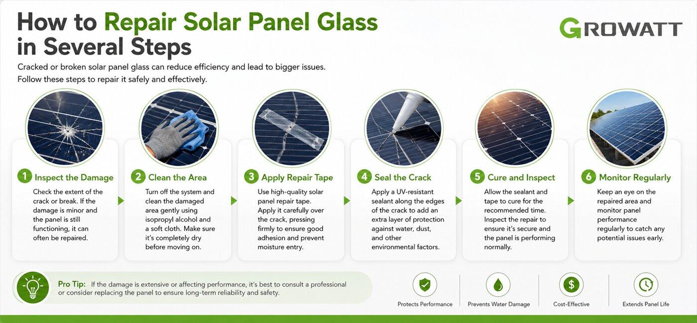 How to repair solar panel glass in several steps