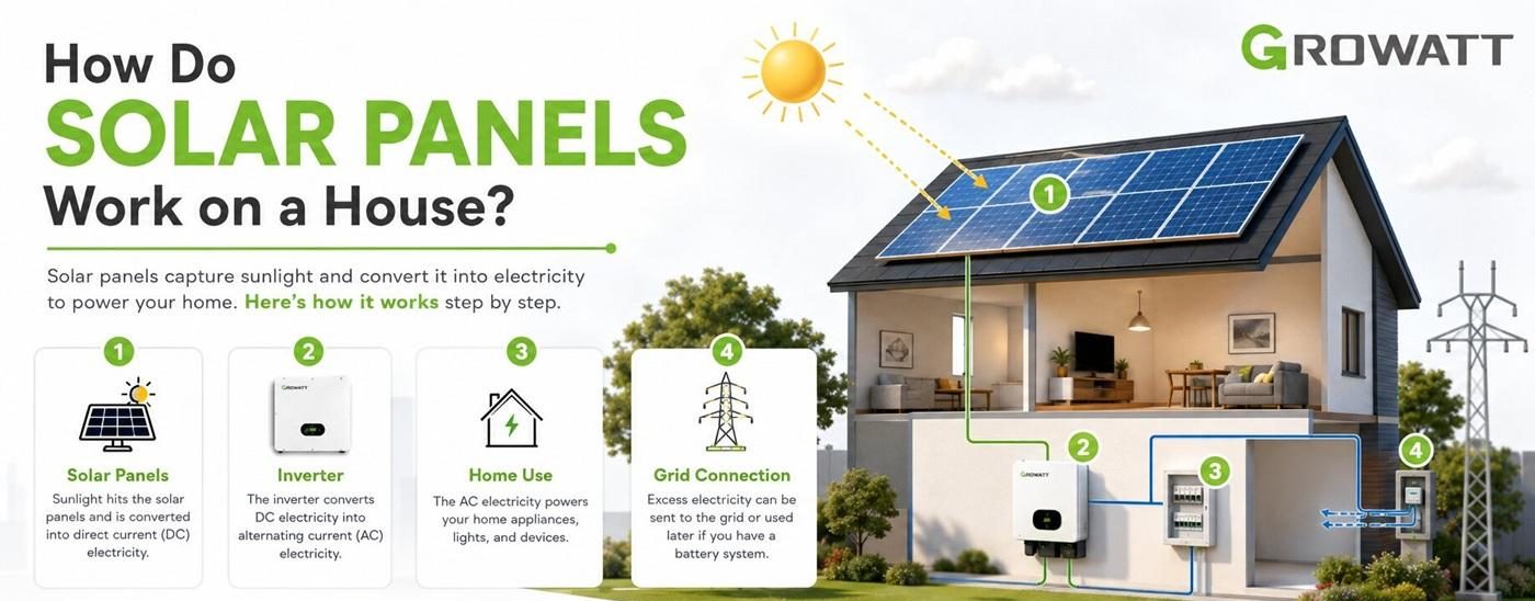 How do solar panels work on a house
